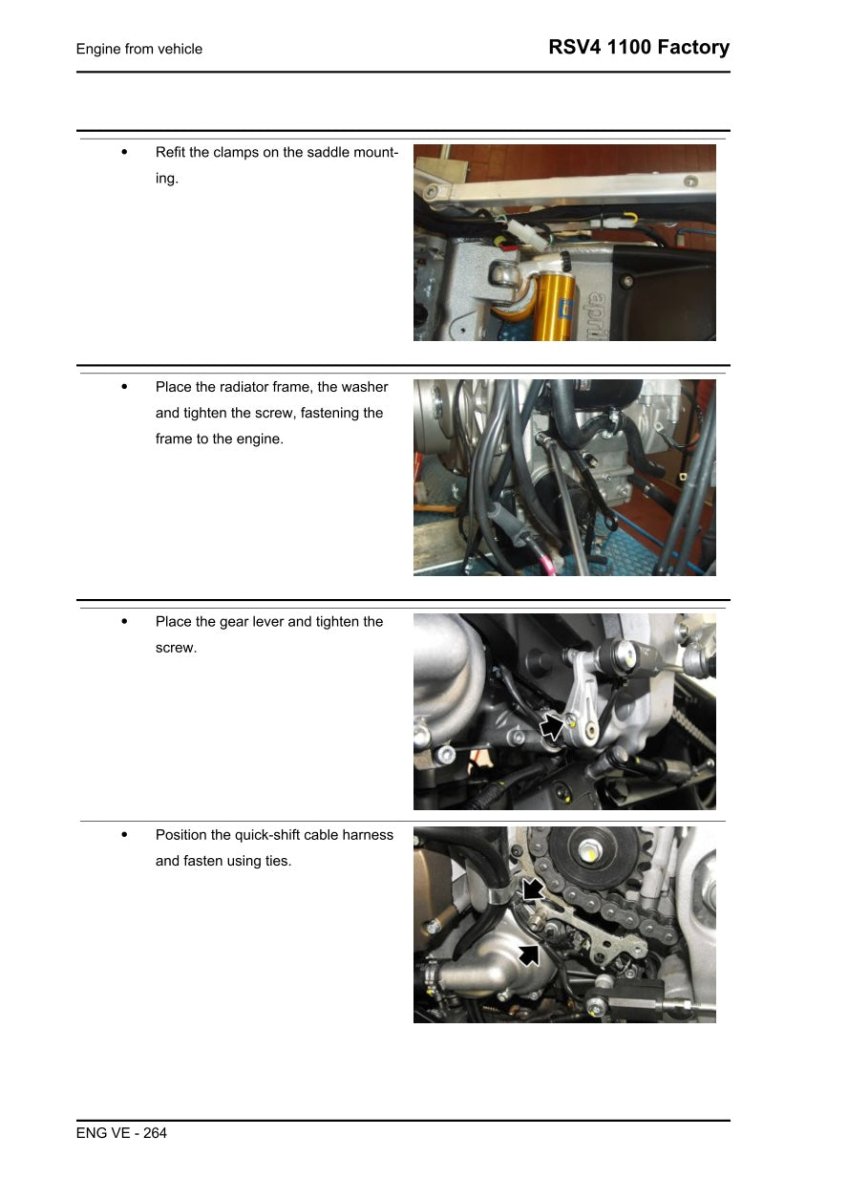 Instructions for assembling a motorcycle engine with text and images on a white background