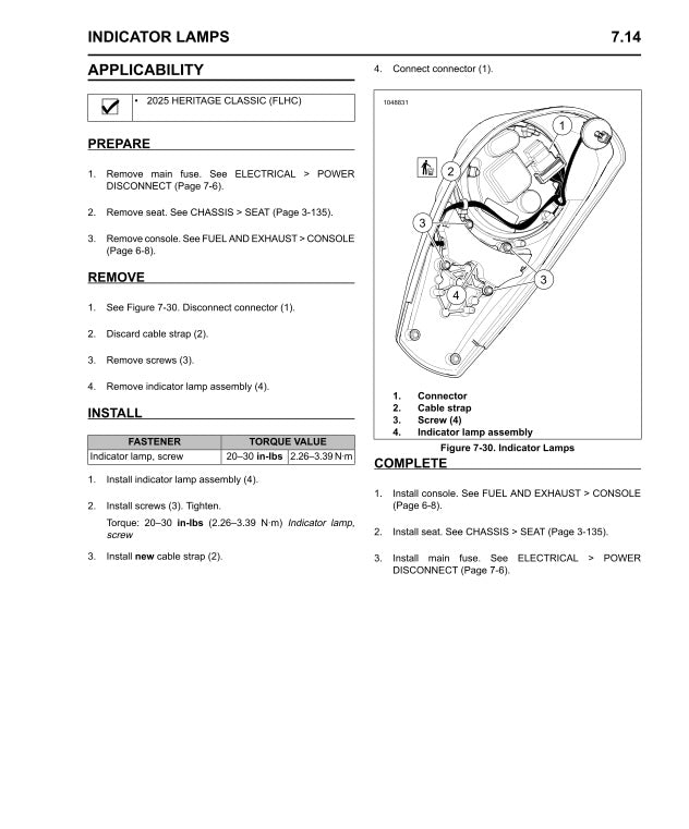 Technical diagram and instructions for indicator lamps on a vehicle, with text and illustrations.