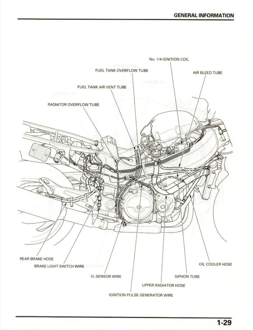 Technical diagram of a vehicle's engine components with labeled parts on a white background.