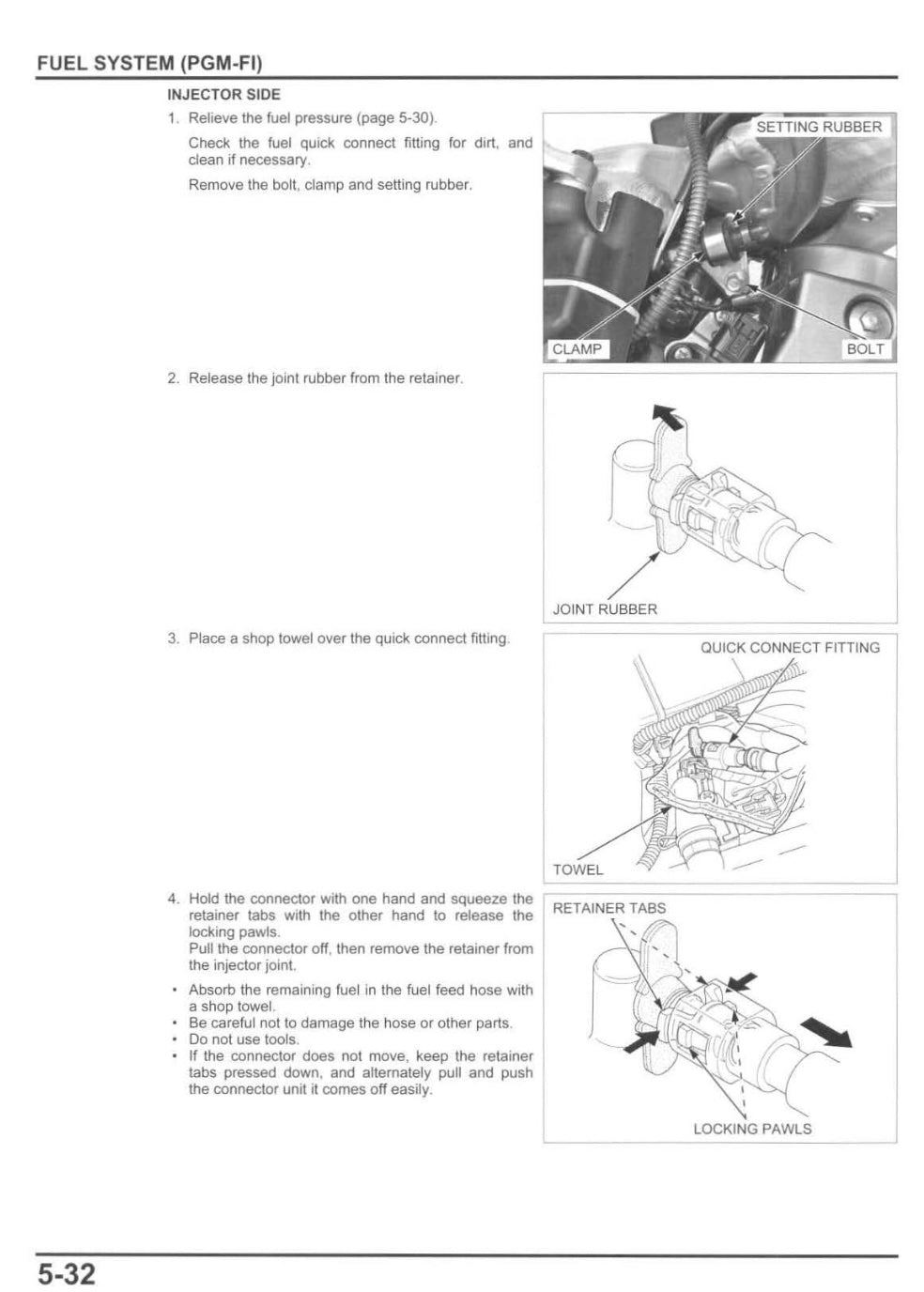 Technical diagram and instructions for a fuel system repair on a vehicle, with text and illustrations.