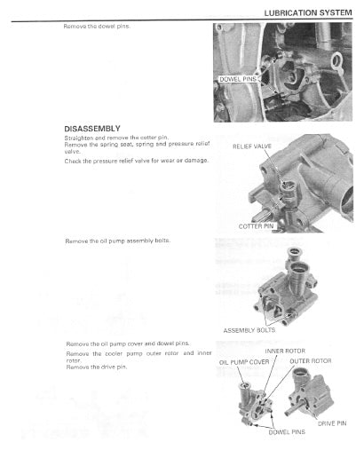 Technical diagram of a lubrication system with labeled parts and text instructions.