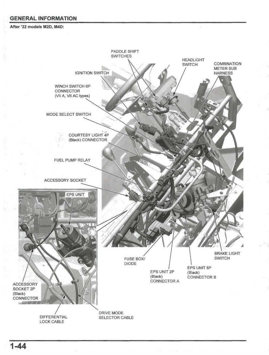 Technical diagram of a vehicle's switch panel layout with labeled components.