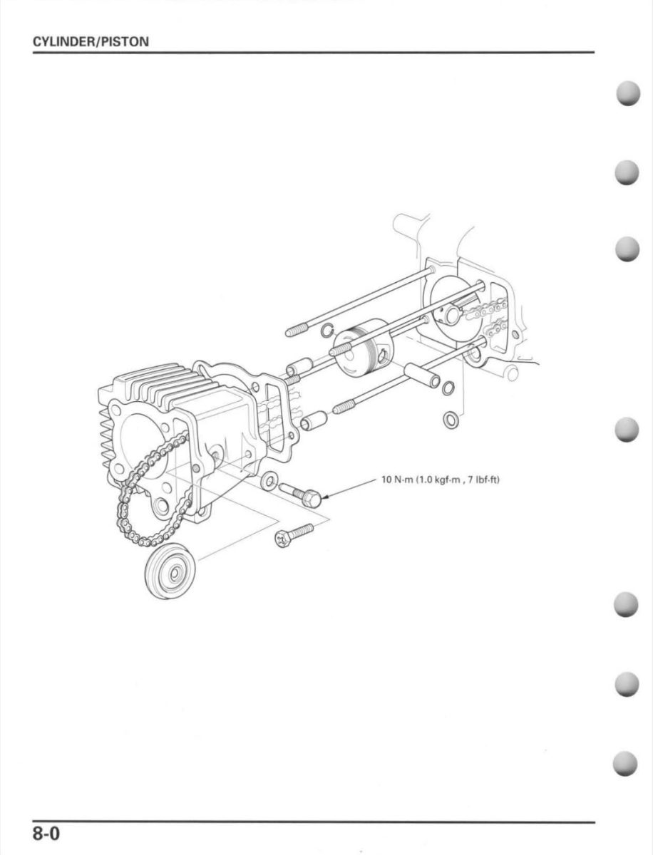 Technical diagram of a cylinder/piston assembly on a white background