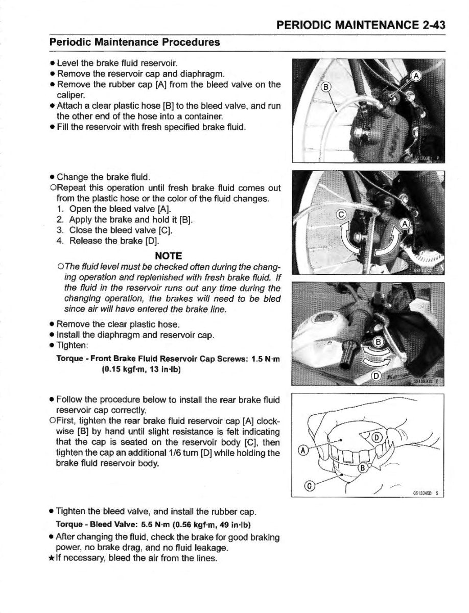 Maintenance procedure manual page for brake fluid with text and diagrams.