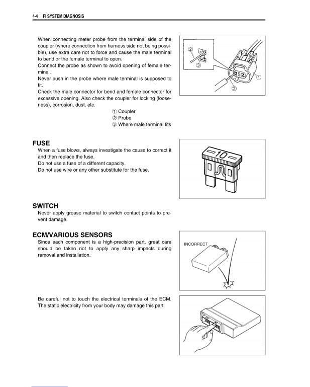 Technical manual page with illustrations and text on automotive diagnostics.