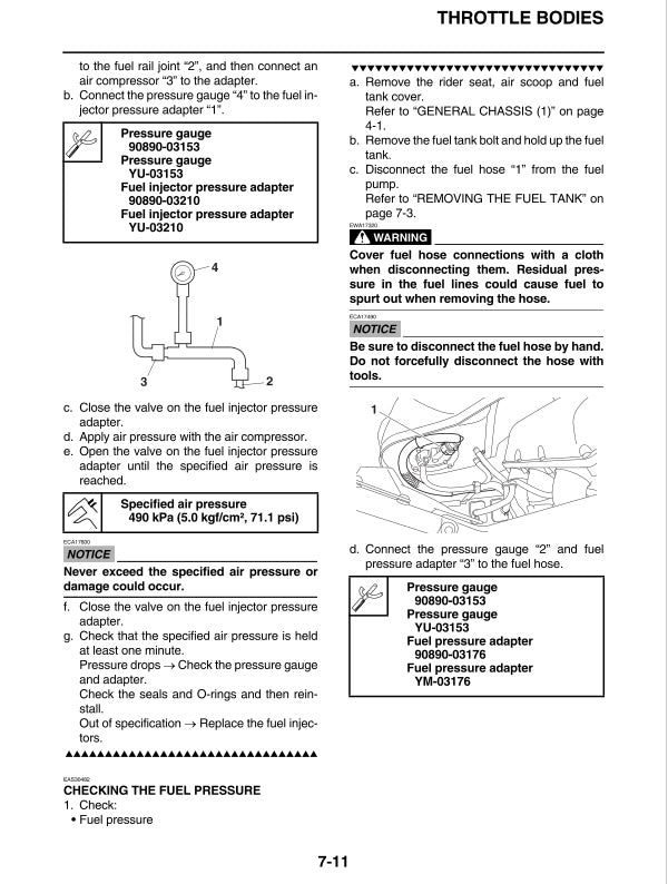 Technical diagram and instructions for throttle bodies with text and illustrations on a white background.