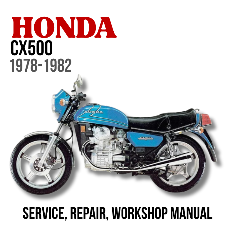 Honda CX500 motorcycle from 1978-1982 with service, repair, and workshop manual text on a white background.
