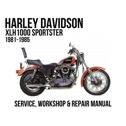 Harley-Davidson XLH 1000 Sportster 1981-1985 service, workshop, and repair manual cover featuring a side profile photo of the motorcycle on a white background with black text.