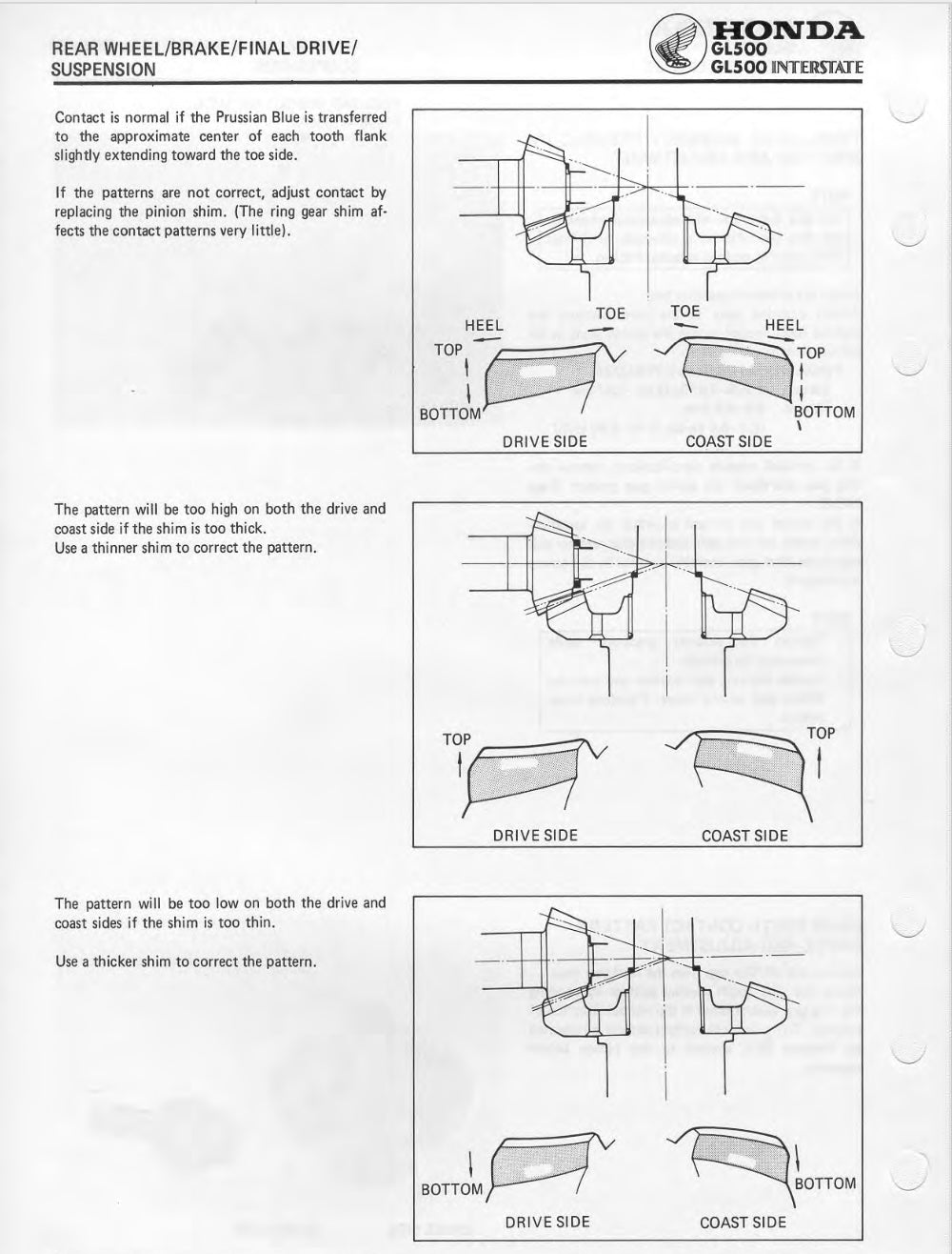 Technical diagram of a Honda GL500 Goldwing Interstate's rear wheel brake system on a white background.