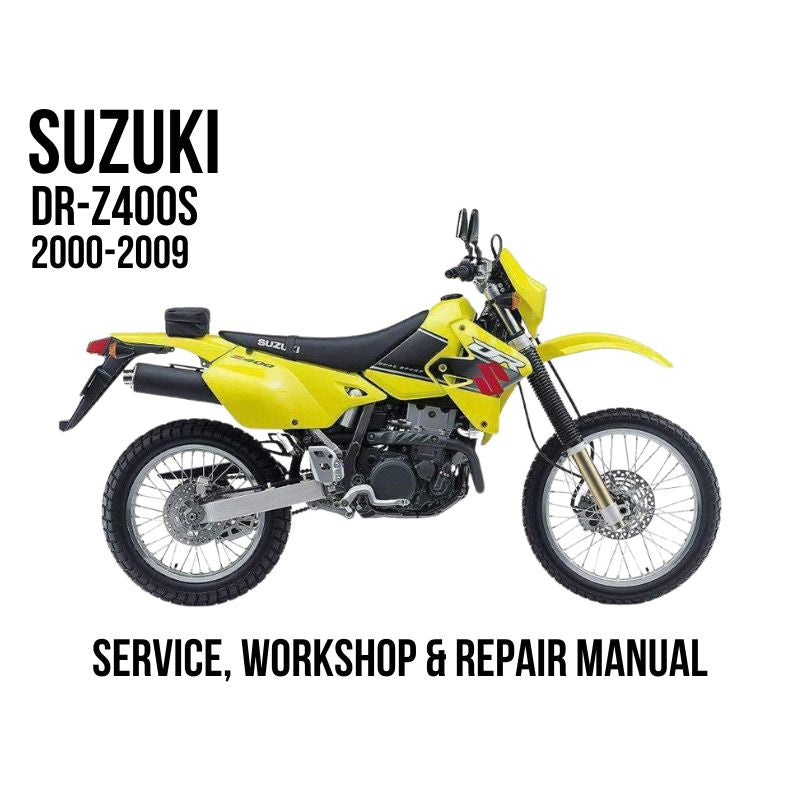 Suzuki DR-Z400S 2000-2009 Service, Workshop & Repair Manual showing yellow DR-Z400S dual-sport motorcycle