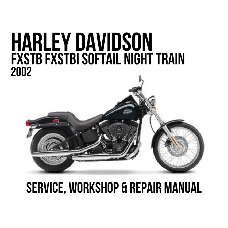 Harley-Davidson FXST FXSTI Softail Standard 2002 motorcycle service, workshop, and repair manual cover image showing a side profile of the motorcycle on a white background with black text.