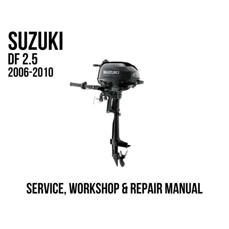 Suzuki DF 2.5 outboard motor shown on a white background with text reading 'SUZUKI DF 2.