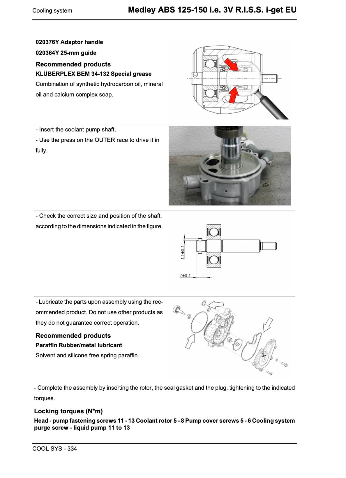 A technical instruction sheet for the Medley ABS 125-150 I/3, 3V R.I.