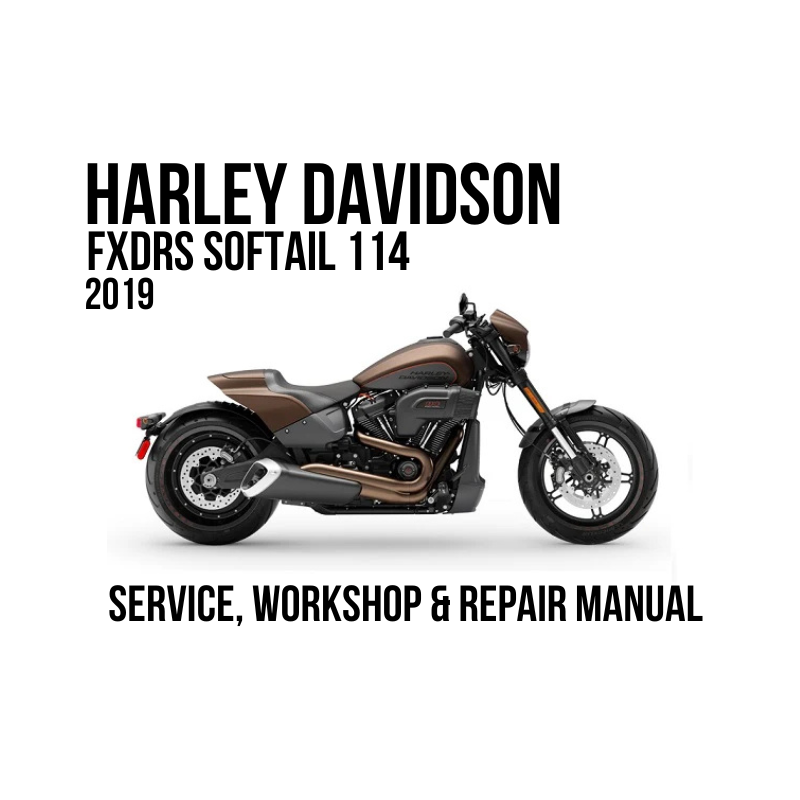 Harley-Davidson FXDRS Softail 114 2020 motorcycle shown in side profile on a white background, with large black text reading 'HARLEY DAVIDSON FXDRS SOFTAIL 114 2020' above and 'SERVICE, WORKSHOP & REPAIR MANUAL' below.