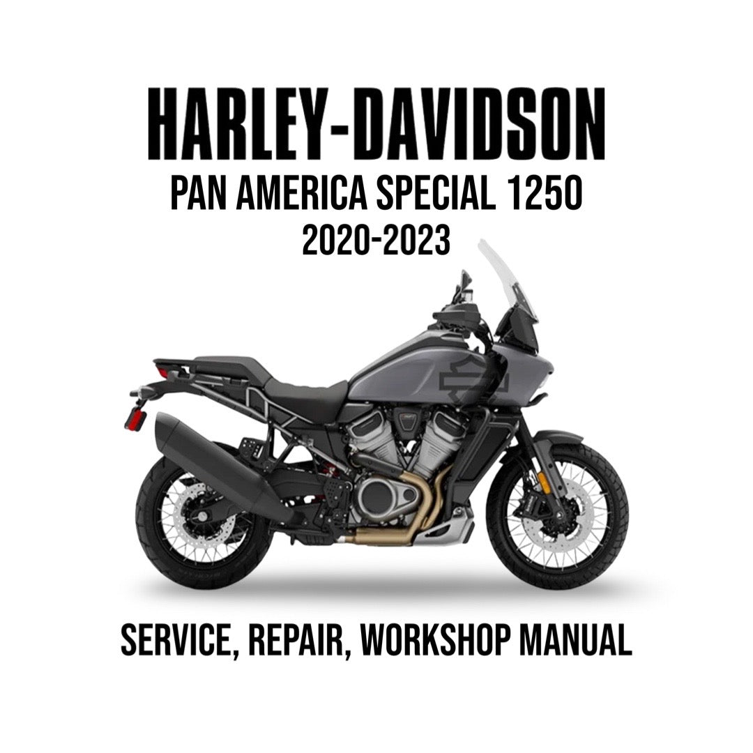 Harley-Davidson Pan America Special 1250 manual cover with motorcycle illustration on a white background
