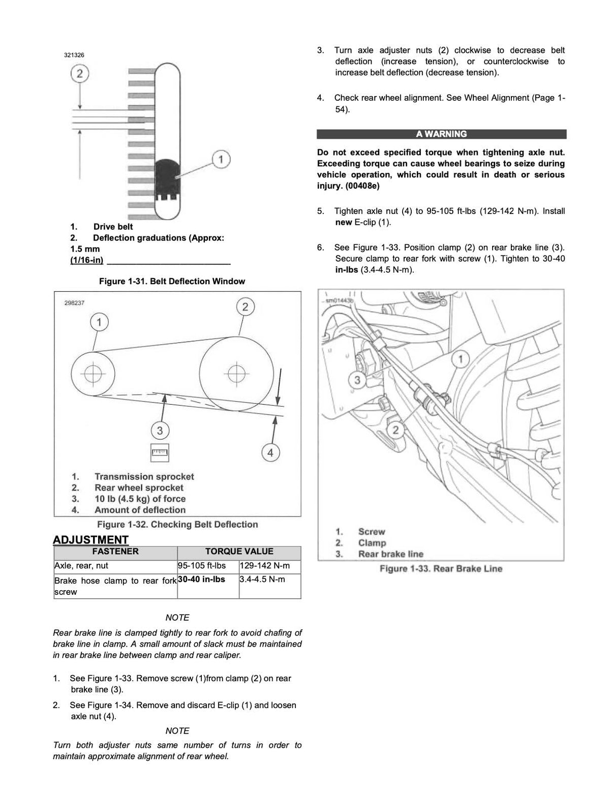 2020 Harley Davidson Sportster Models service manual belt deflection check diagrams and axle adjustment torque specs