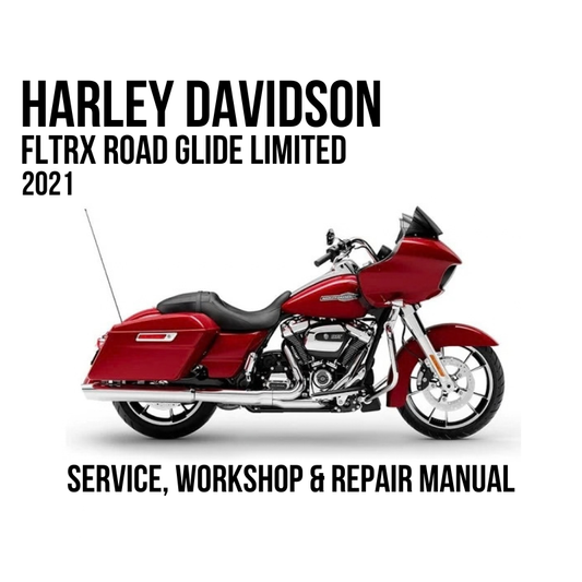 Harley-Davidson FLTRX Road Glide Limited 2021 service, workshop, and repair manual cover featuring a red motorcycle on a white background with black text.