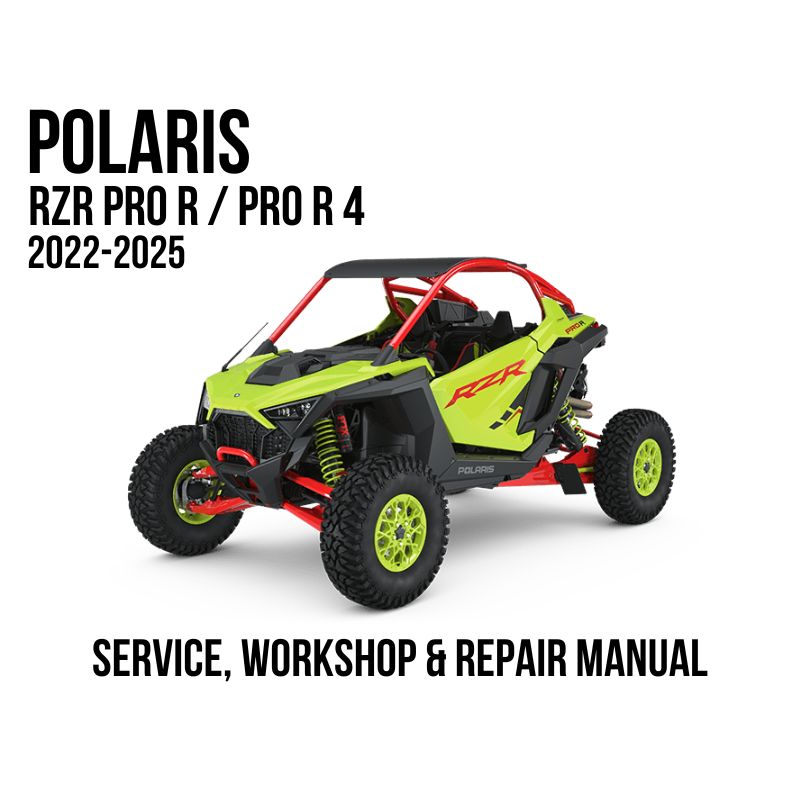 Polaris RZR Pro R / Pro R 4 2022-2025 Service, Workshop & Repair Manual showing lime green RZR Pro R UTV with red cage