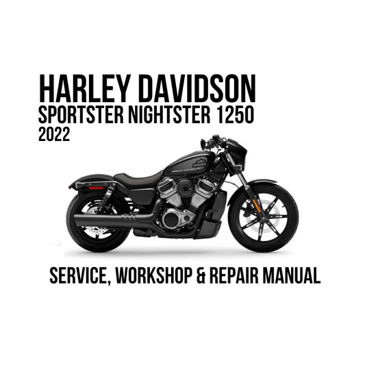 Harley-Davidson Sportster Nightster 1250 2022 service, workshop, and repair manual cover featuring a black motorcycle on a white background with bold black text.