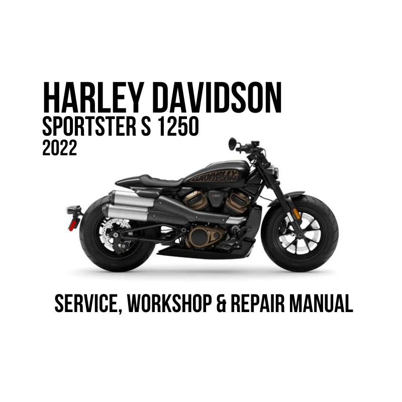 Harley-Davidson Sportster S 1250 2022 motorcycle shown in side profile on a white background, with large black text reading 'HARLEY DAVIDSON SPORTSTER S 1250 2022' above and 'SERVICE, WORKSHOP & REPAIR MANUAL' below.