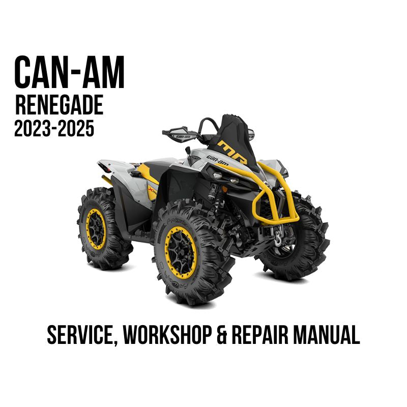 Can-Am Renegade 2023-2025 Service, Workshop & Repair Manual showing white and yellow Renegade ATV