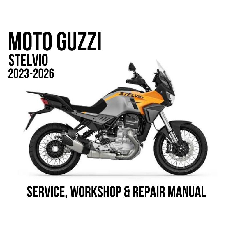 Moto Guzzi Stelvio 2023-2026 Service, Workshop & Repair Manual yellow adventure motorcycle