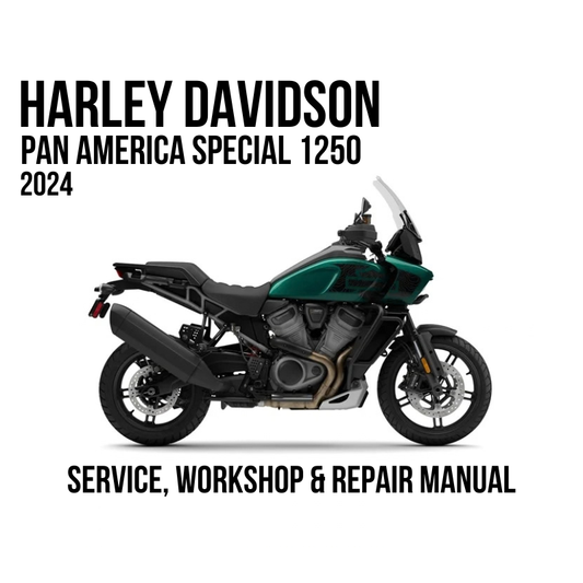 Harley-Davidson Pan America Special 1250 2024 service, workshop, and repair manual cover featuring a side profile of the motorcycle on a white background.