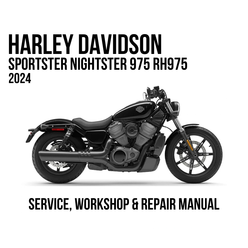 2024 Harley Davidson Sportster Nightster 975 RH975 service, workshop, and repair manual cover featuring a blue and silver motorcycle on a white background.