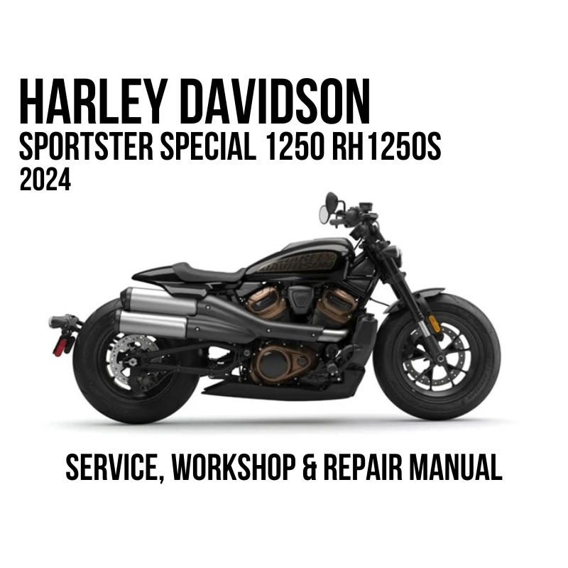 Harley-Davidson Sportster Special 1250 RH1250S 2024 service, workshop, and repair manual cover graphic showing a side profile of the motorcycle on a white background with black text.