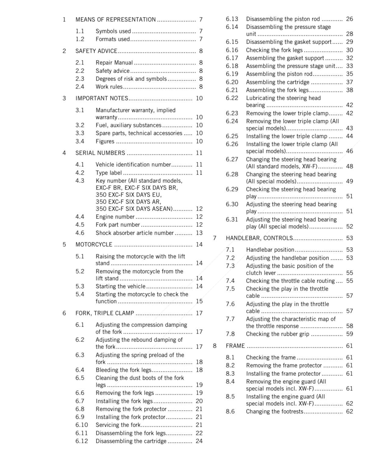 Table of contents or index page with text and numbers