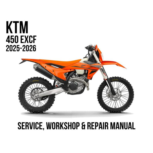 KTM 450 EXCF 2025-2026 Service, Workshop & Repair Manual orange motocross bike