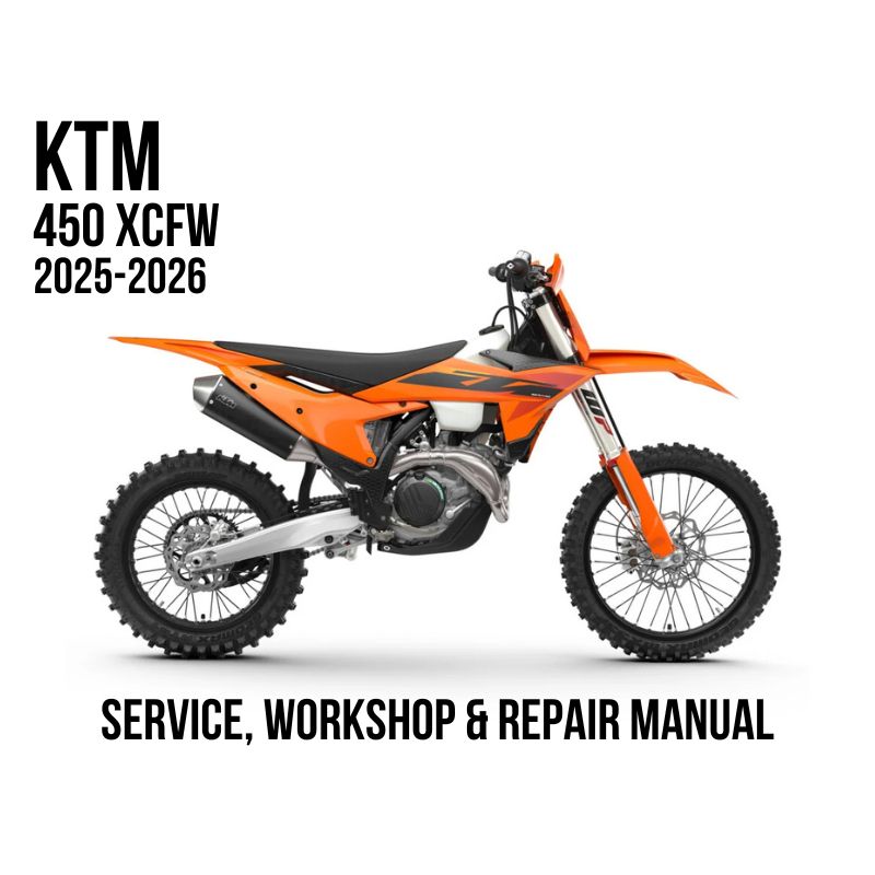 KTM 450 XCFW 2025-2026 Service, Workshop & Repair Manual orange enduro motorcycle