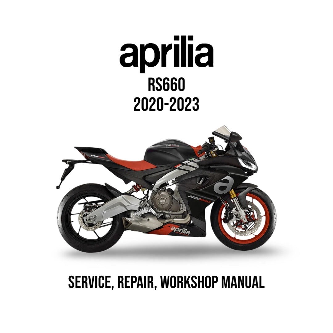 Service, repair, and workshop manual cover for Aprilia RS660 2020-2023 on a white background