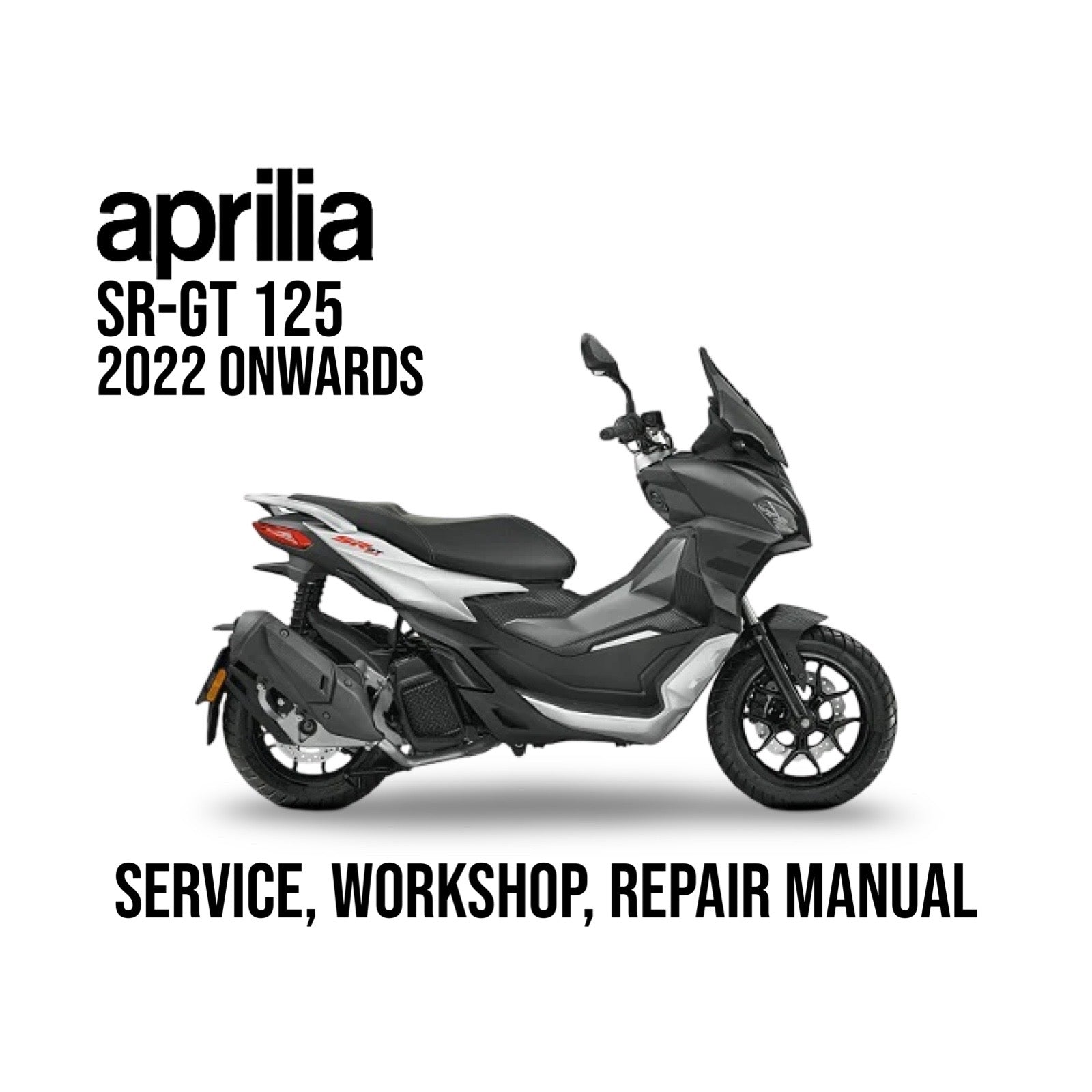 Scooter with Aprilia branding on a white background