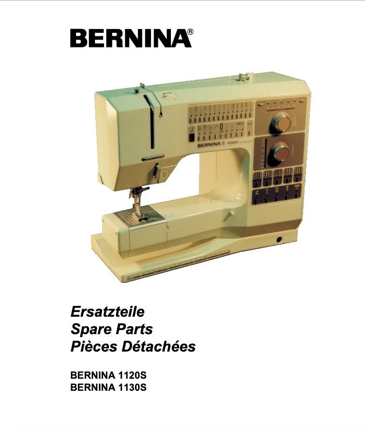 Bernina sewing machine with text about spare parts on a white background