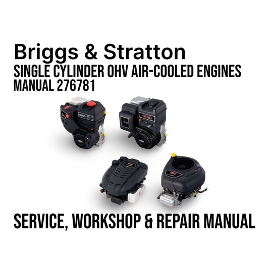 Briggs & Stratton single cylinder OHV air-cooled engines with manual text on a white background