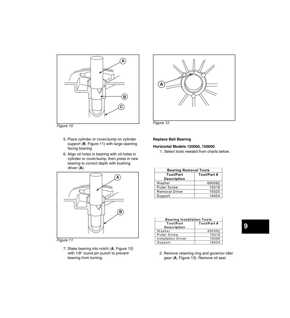 Technical diagram and instructions for replacing a ball bearing in mechanical components.