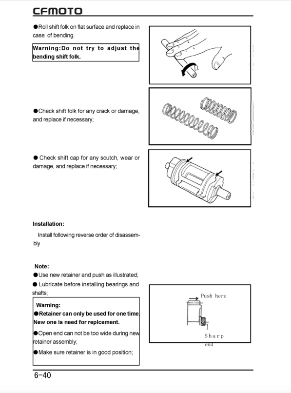 Technical diagram and instructions for CFMOTO product installation on a white background