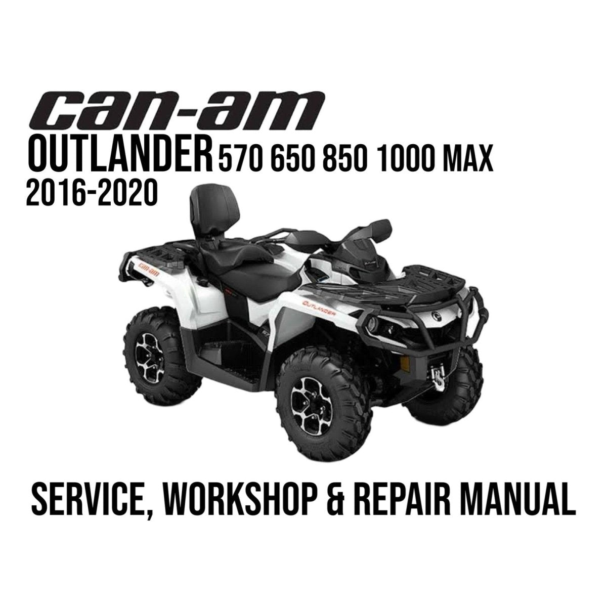 Can-Am Outlander ATV with model year range and manual text on a white background