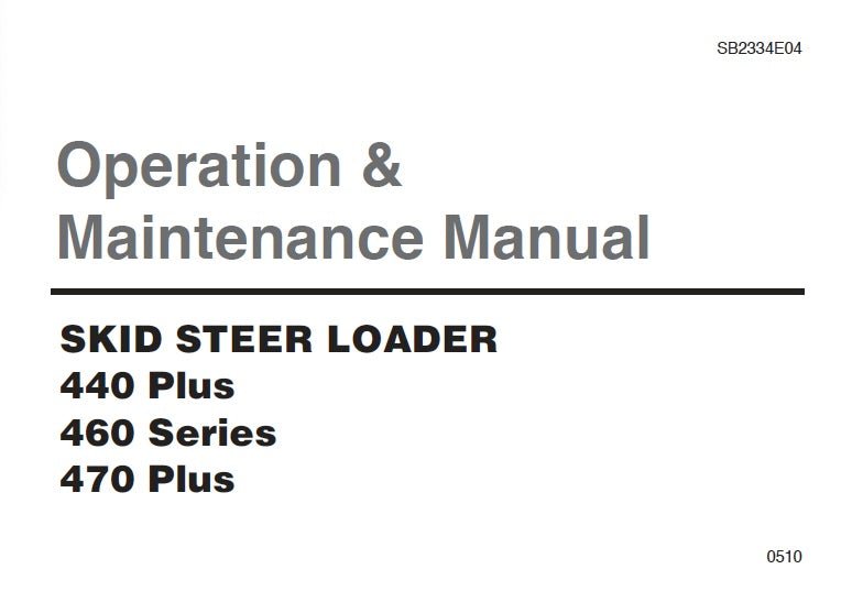 Title page of an operation and maintenance manual for skid steer loaders.