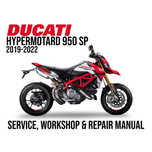 Ducati Hypermotard 950 SP 2019-2022 service, workshop & repair manual cover with motorcycle illustration.