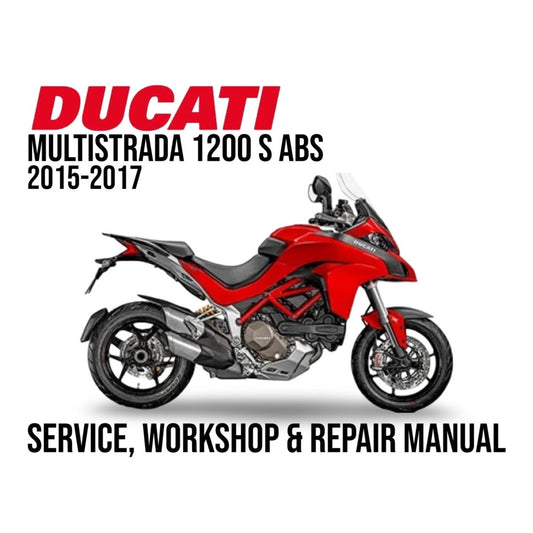 Ducati Multistrada 1200 S ABS service, workshop & repair manual cover with red motorcycle on white background