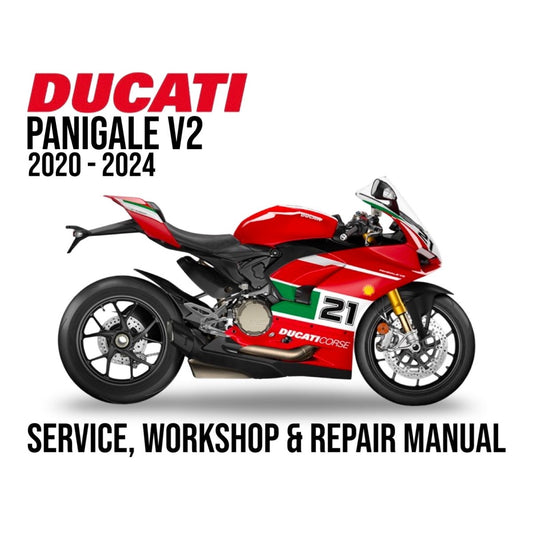 Ducati Panigale V2 2020-2024 service, workshop & repair manual cover with motorcycle illustration.