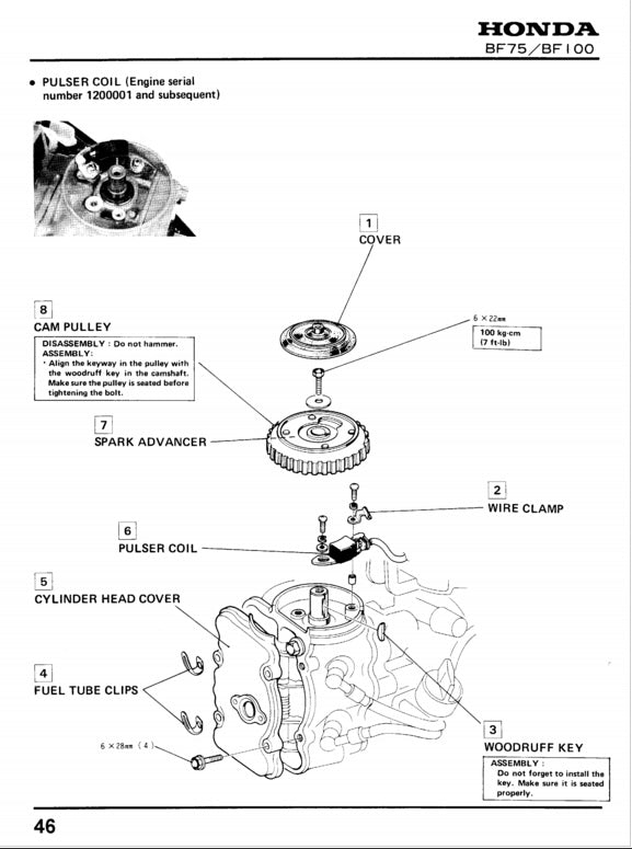 Honda BF8A BF75 BF100 Outboard Engine Service Manual