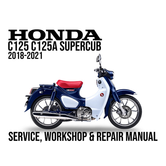 Honda C125 C125A Supercub service, workshop & repair manual cover with motorcycle illustration.