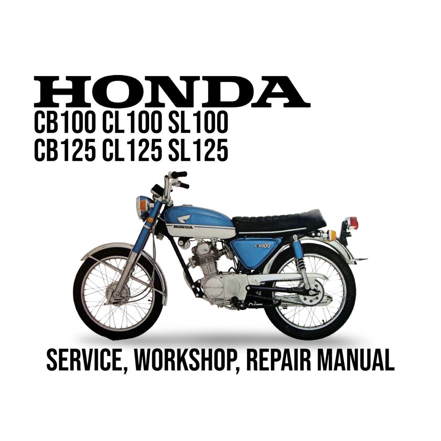 Honda motorcycle on a white background with text indicating it's a service, workshop, and repair manual.