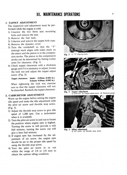 Maintenance operations manual page with text and images of mechanical parts.