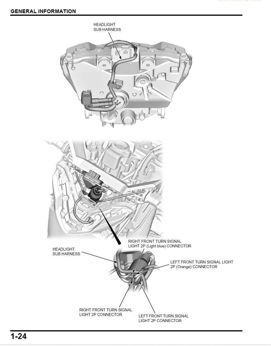 Technical diagram of a vehicle's headlight and turn signal system on a white background.