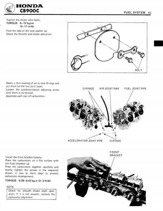 Technical diagram of a Honda CB900C fuel system with text and illustrations.