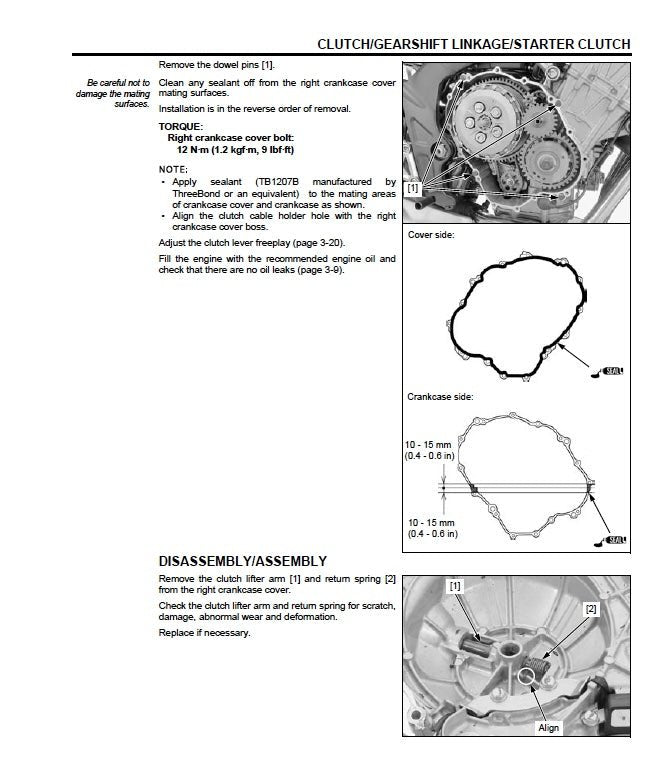 Technical diagram and instructions for clutch/gearshift linkage assembly on a vehicle.